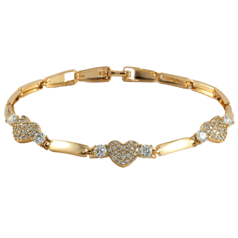 Браслет Xuping Позолота 18K Сердечка з цирконієм розмір 19.5см х 3мм фото №1