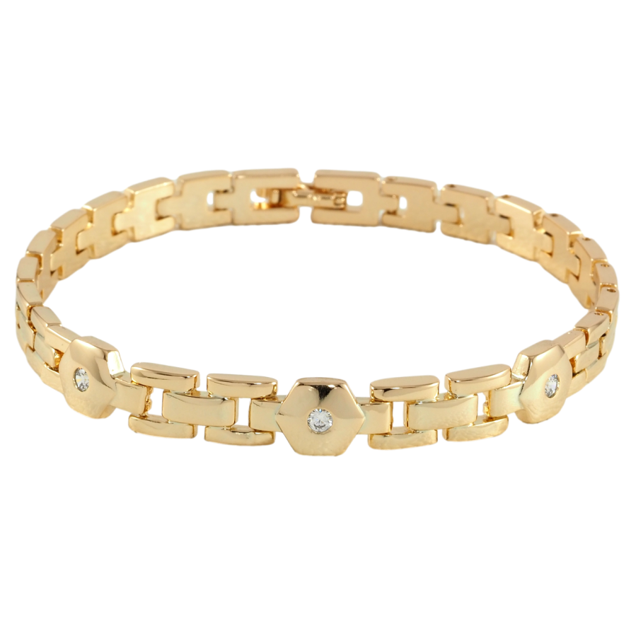 Браслет Xuping Позолота 18K Браслетный узор с вставками циркония размер 19см х 6мм фото №1