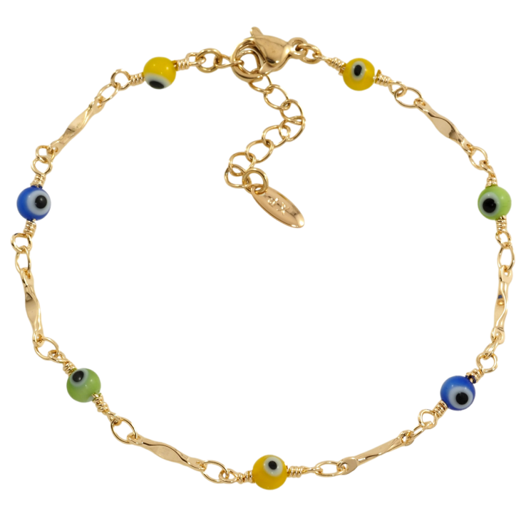 Браслет Xuping Позолота 18K Бусины оберег Глаз Фатимы размер с доп. цепочкой 18-21.5см х 2мм фото №8