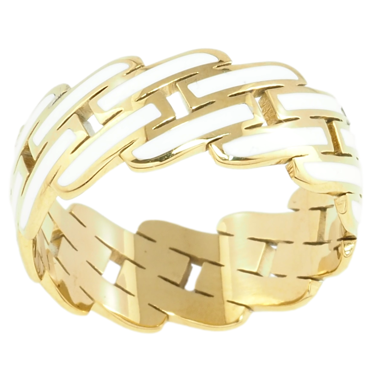 Кольцо Xuping TTM Stainless Steel Цвет 14К Декоративный узор с белой эмалью фото №4