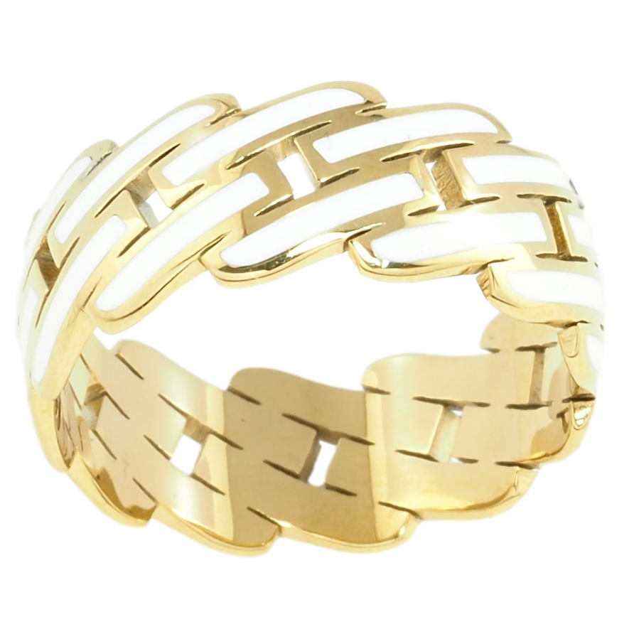 Кольцо Xuping TTM Stainless Steel Цвет 14К Декоративный узор с белой эмалью фото №1