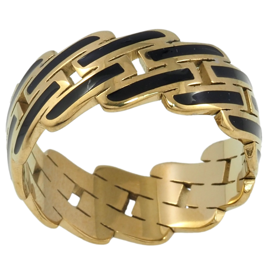 Кольцо Xuping TTM Stainless Steel Цвет 14К Декоративный узор с черной эмалью фото №1