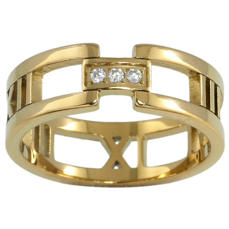 Кольцо Xuping TTM Stainless Steel Цвет 14К Узор римские цифры с цирконием фото №1