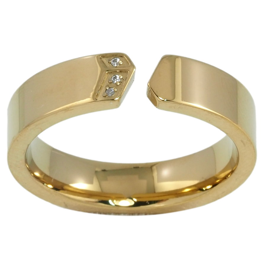 Кольцо Xuping TTM Stainless Steel Цвет 14К Узор с цирконием, шир. 5мм фото №1