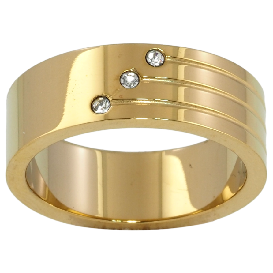 Кольцо Xuping TTM Stainless Steel Цвет 14К Узор с цирконием, шир. 7мм фото №1