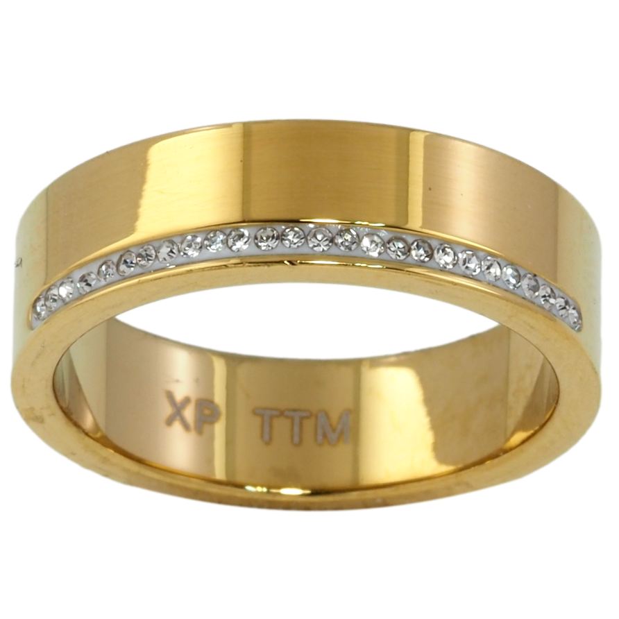 Кольцо Xuping TTM Stainless Steel Цвет 14К Дорожка циркония, шир. 6мм фото №1