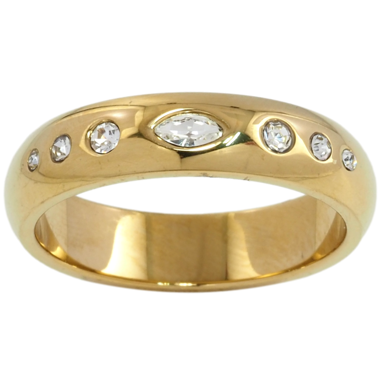 Кольцо Xuping TTM Stainless Steel Цвет 14К Узор вставки циркония, шир. 5мм фото №2