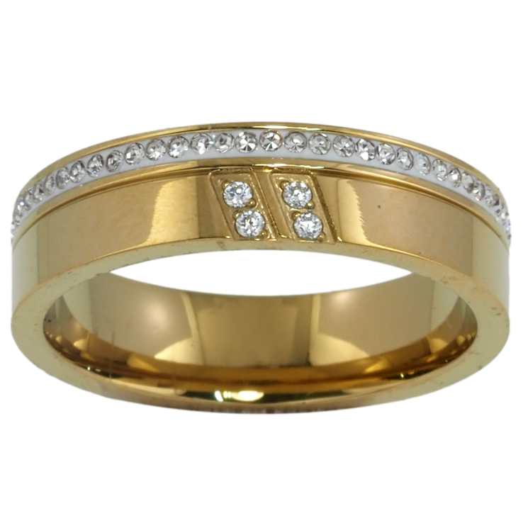 Кольцо Xuping TTM Stainless Steel Цвет 14К Узор с дорожками циркония, шир. 5.5мм фото №20