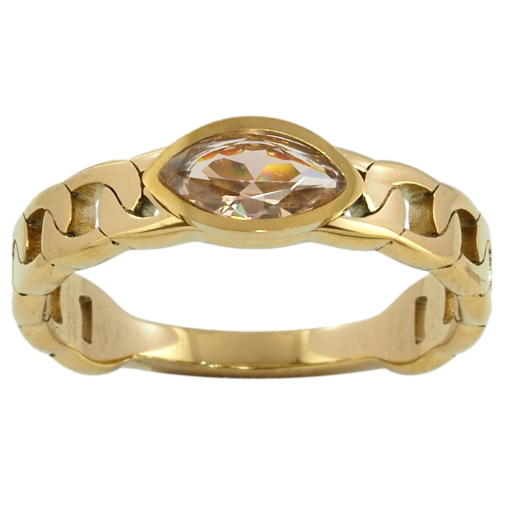 Кольцо Xuping TTM Stainless Steel Цвет 14К Узор цепочка с фианитом фото №3