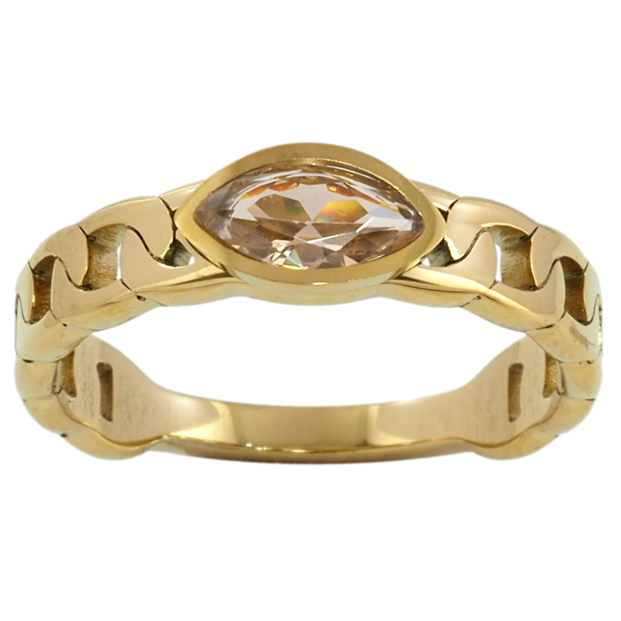 Кольцо Xuping TTM Stainless Steel Цвет 14К Узор цепочка с фианитом фото №1