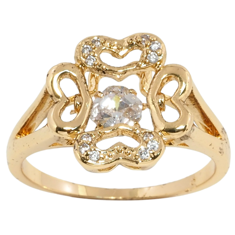 Каблучка Fallon Позолота 18K Чотири Серця та Вставка Кристал фото №1