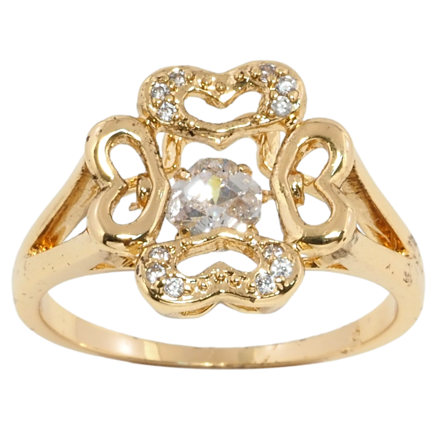 Каблучка Fallon Позолота 18K Чотири Серця та Вставка Кристал фото №1