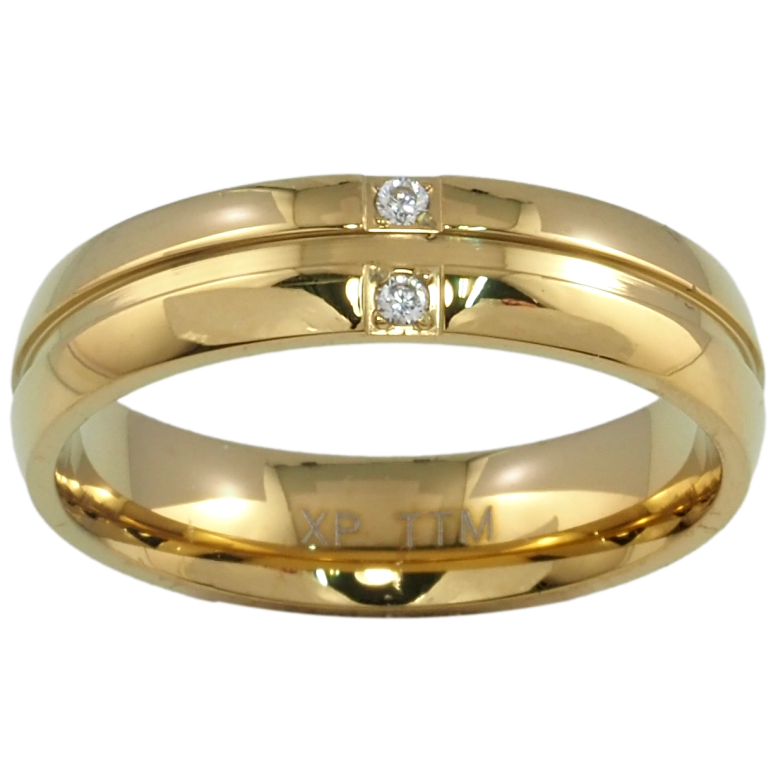 Кольцо Xuping TTM Stainless Steel Цвет 14К Вставки циркония, шир. 5мм фото №1