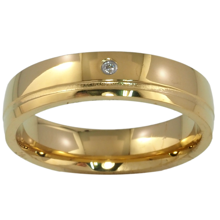 Кольцо Xuping TTM Stainless Steel Цвет 14К Узор с вставкой цирконий, шир. 5мм фото №18