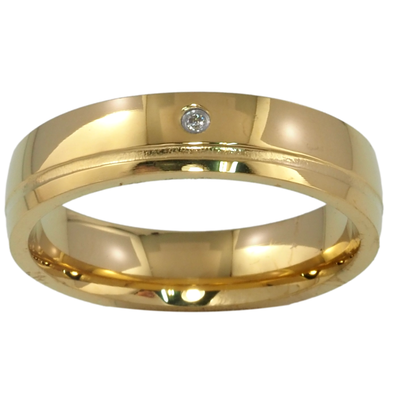 Каблучка Xuping TTM Stainless Steel Колір 14К Візерунок з вставкою цирконій, шир. 5мм» фото №1