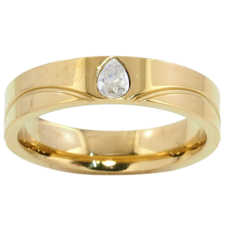 Кольцо Xuping TTM Stainless Steel Цвет 14К Узор с кристальной капелькой, шир. 4.5мм фото №18