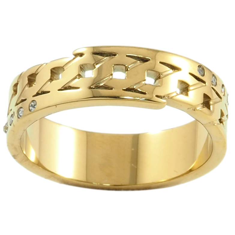 Каблучка Xuping TTM Stainless Steel Колір 14К Різьблений візерунок з цирконієм» фото №1