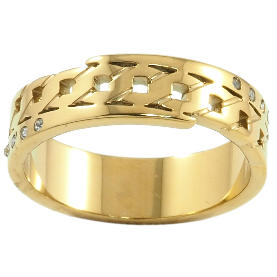 Кольцо Xuping TTM Stainless Steel Цвет 14К Резной узор с цирконием фото №1