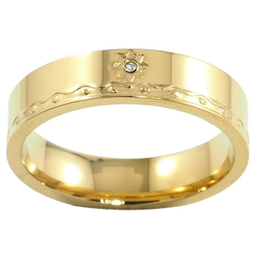 Кольцо Xuping TTM Stainless Steel Цвет 14К Декоративный узор с цирконием, шир. 5мм фото №1