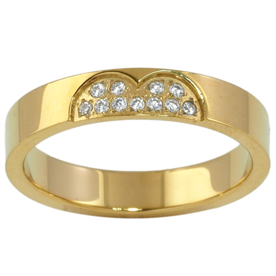 Кольцо Xuping TTM Stainless Steel Цвет 14К Узор с цирконием, шир. 4мм фото №1