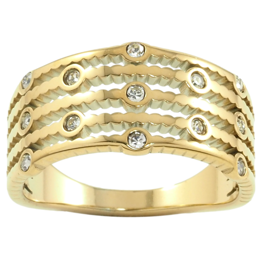 Кольцо Xuping TTM Stainless Steel Цвет 14К Декоративный узор с цирконием фото №1