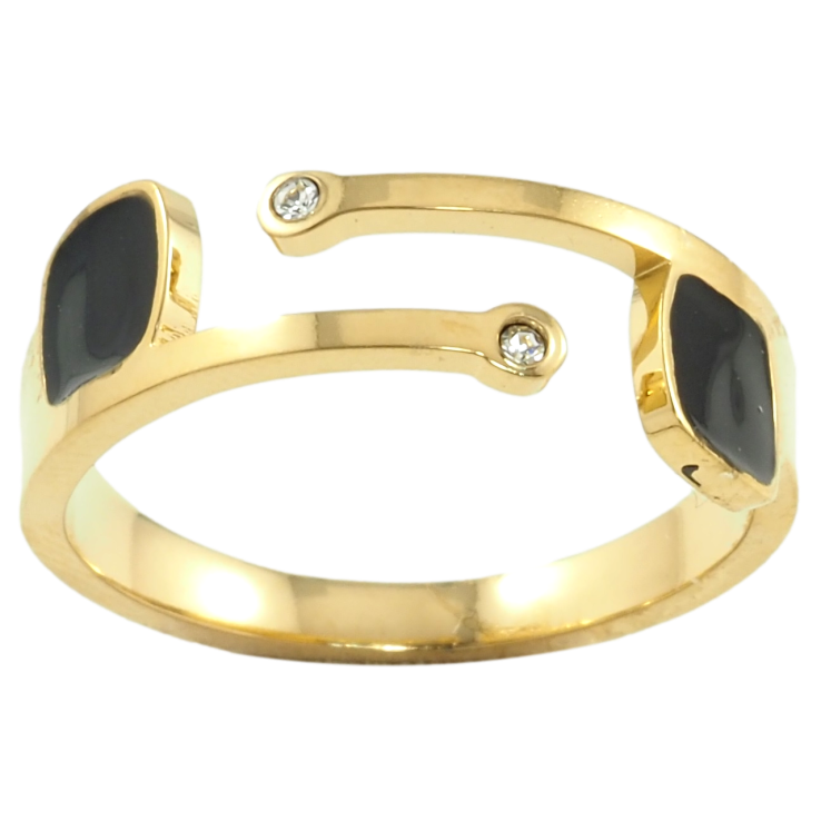 Кольцо Xuping TTM Stainless Steel Цвет 14К Узор с цирконием и черной эмалью фото №21