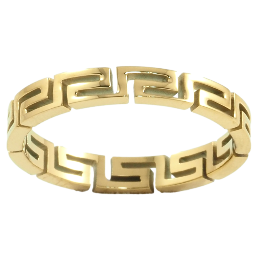 Кольцо Xuping TTM Stainless Steel Цвет 14К Греческий узор фото №1