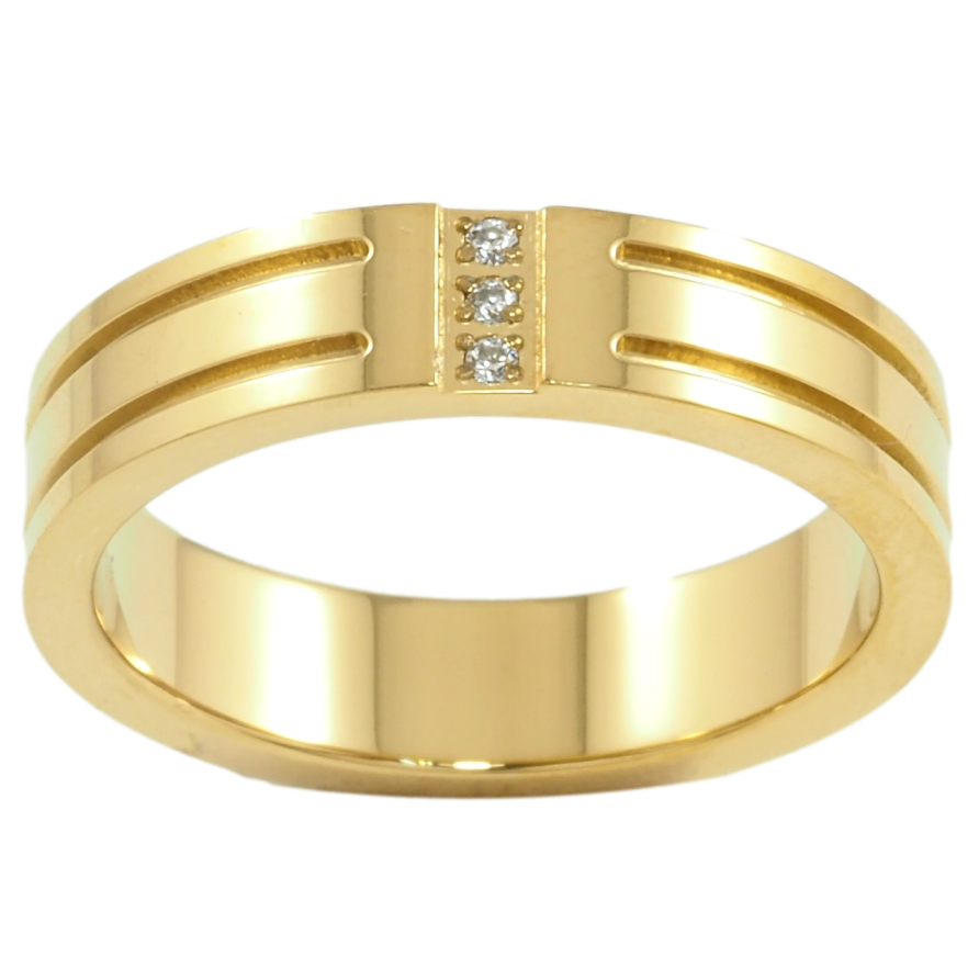 Кольцо Xuping TTM Stainless Steel Цвет 14К Узор с цирконием, шир. 5мм фото №1