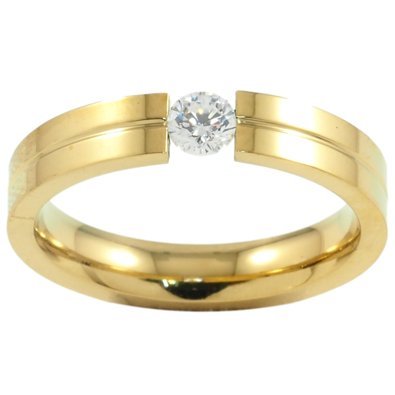 Каблучка Xuping TTM Stainless Steel Колір 14К Вставка цирконій, шир. 4мм» фото №1