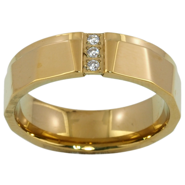 Кольцо Xuping TTM Stainless Steel Цвет 14К Узор с цирконием, шир. 6мм фото №14