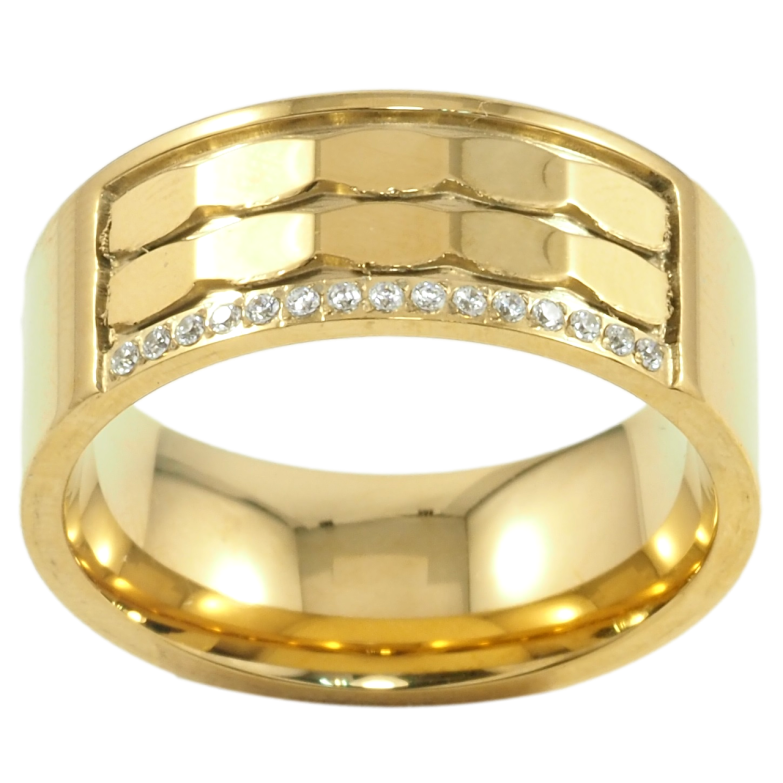 Каблучка Xuping TTM Stainless Steel Колір 14К Декоративний візерунок з доріжкою цирконію шир. 8мм» фото №4