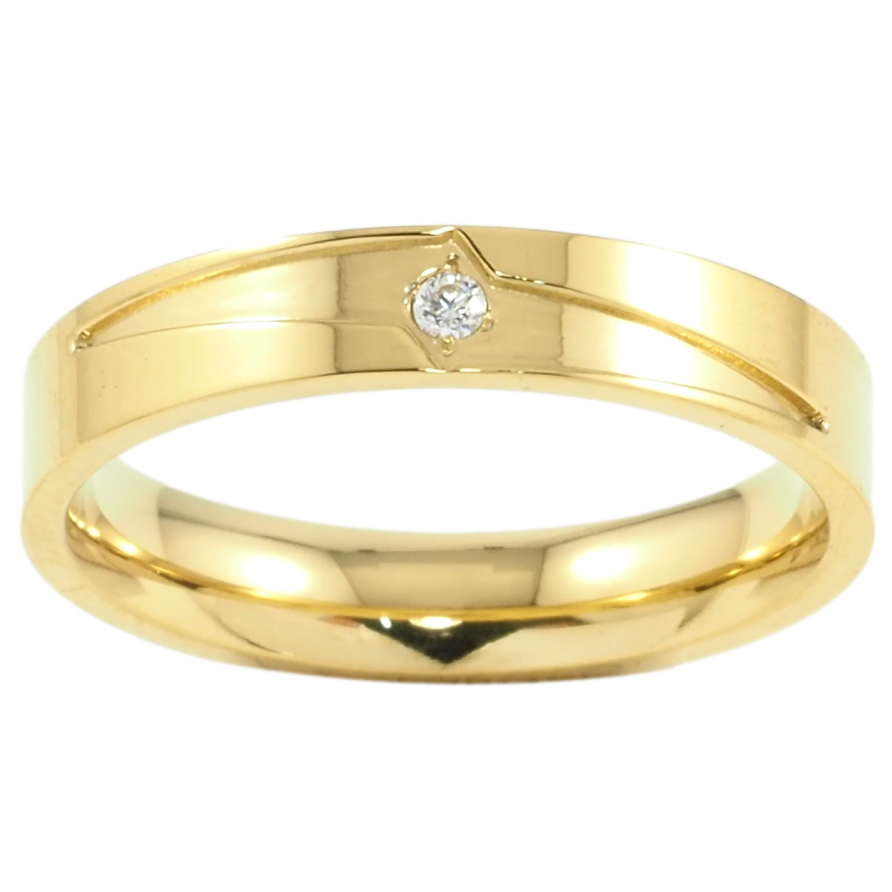 Кольцо Xuping TTM Stainless Steel Цвет 14К Узор с вставкой циркония, шир. 4мм фото №1