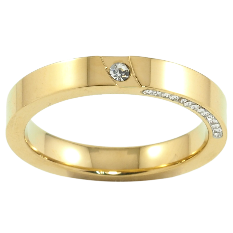 Каблучка Xuping TTM Stainless Steel Колір 14К Візерунок з цирконієм, шир. 4мм» фото №1