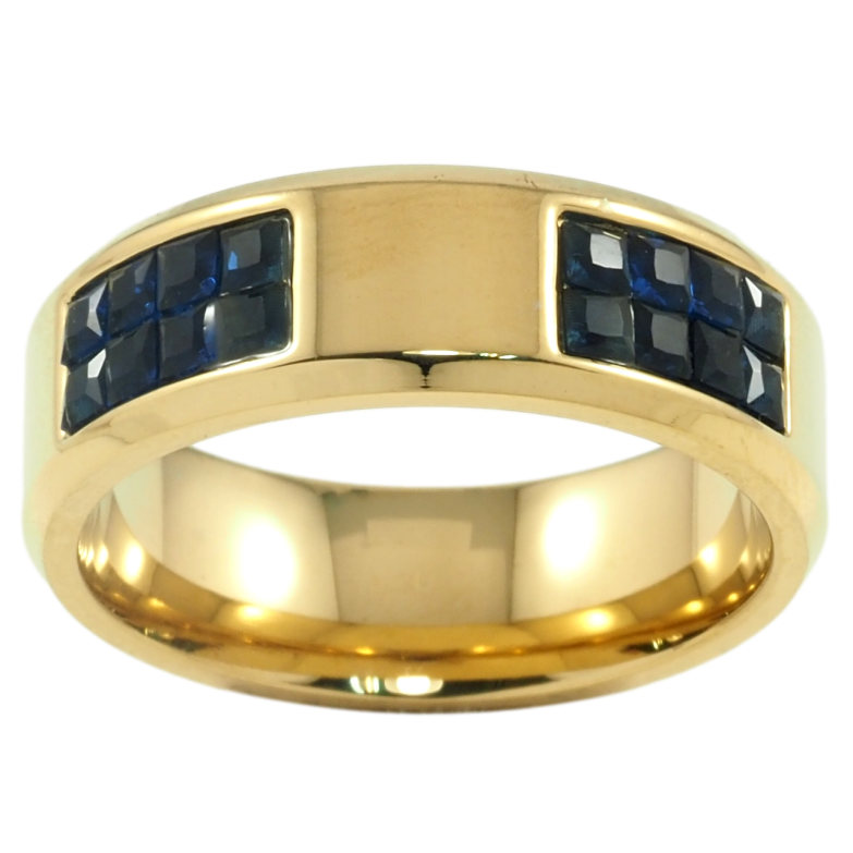 Кольцо Xuping TTM Stainless Steel Цвет 14К Инкрустация синим цирконием, шир. 7мм фото №1