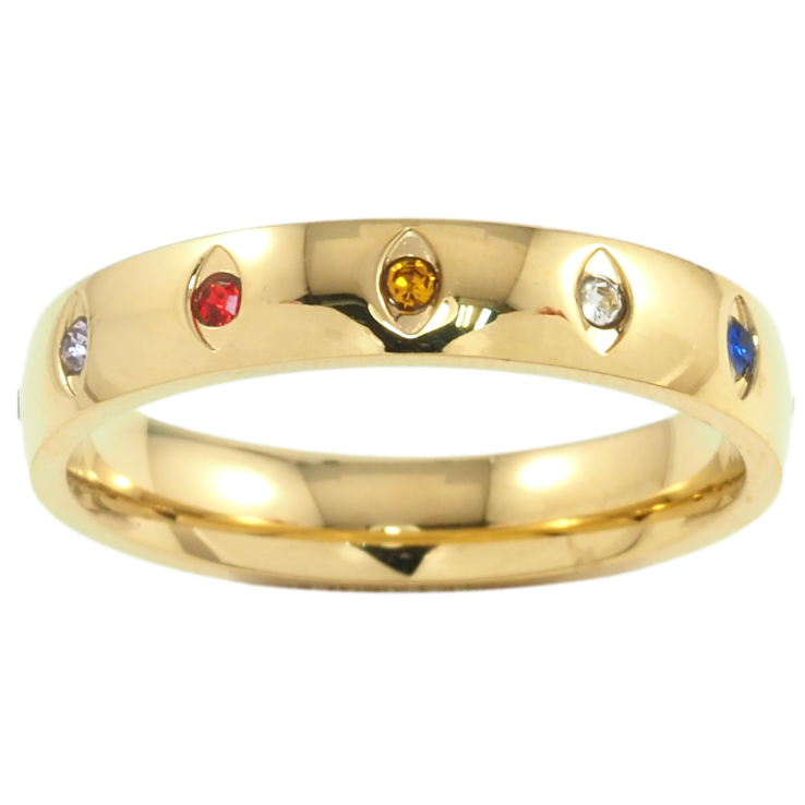 Кольцо Xuping TTM Stainless Steel Цвет 14К Вставки разноцветного циркония, шир. 4мм фото №19