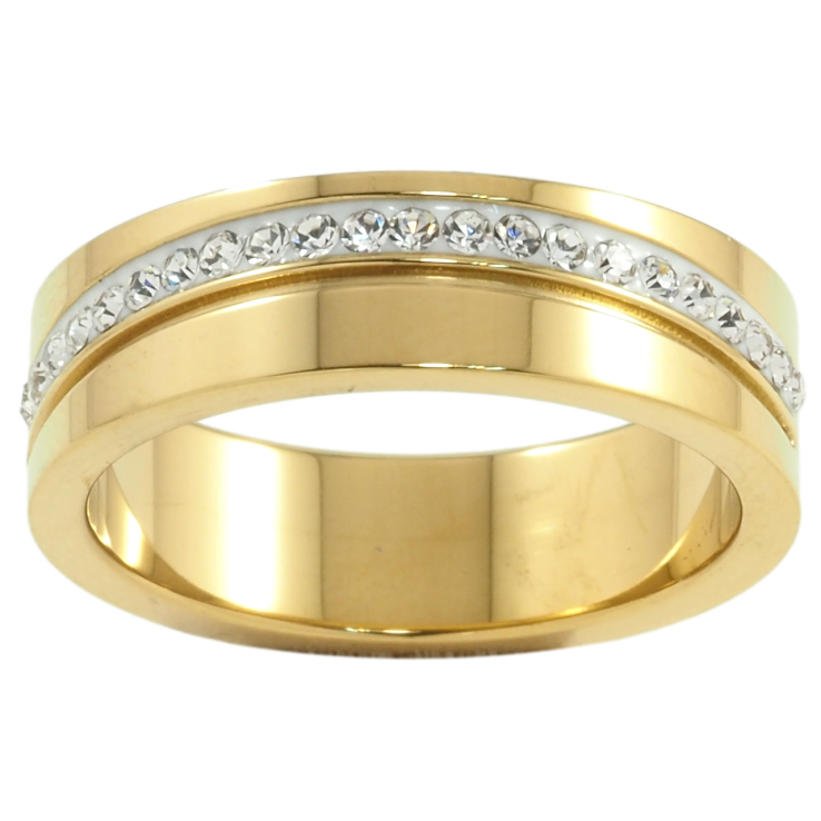 Кольцо Xuping TTM Stainless Steel Цвет 14К Дорожка циркония, шир. 6мм фото №8