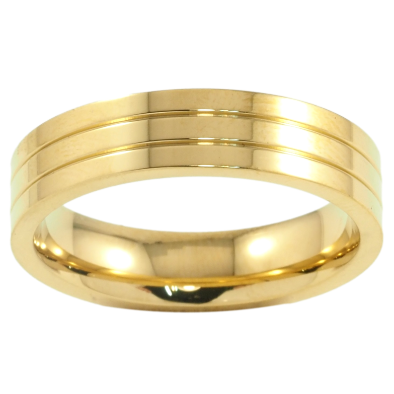 Кольцо Xuping TTM Stainless Steel Цвет 14К Полосатый узор, шир. 5мм фото №9