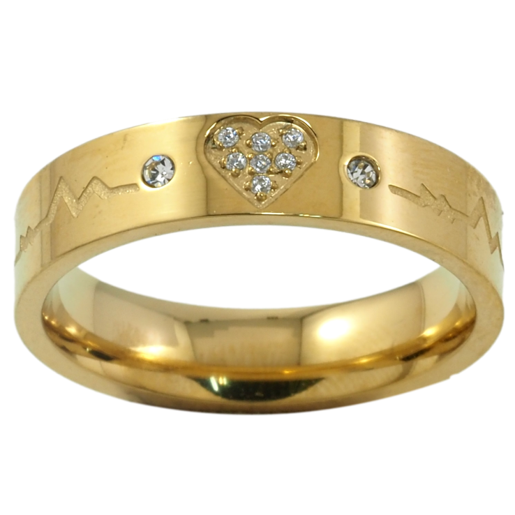 Кольцо Xuping TTM Stainless Steel Цвет 14К Сердечко с цирконием, шир. 5мм фото №21