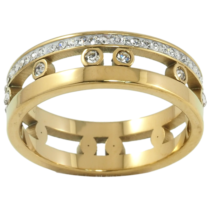 Кольцо Xuping TTM Stainless Steel Цвет 14К Декоративный узор с цирконием, шир. 6.5мм фото №10