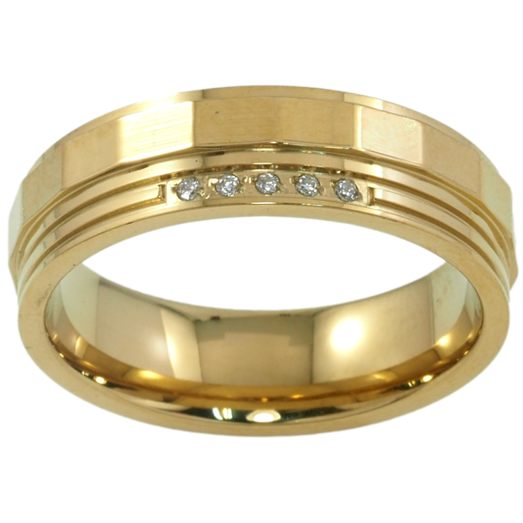 Кольцо Xuping TTM Stainless Steel Цвет 14К Узор с дорожкой циркония, шир. 6мм фото №19