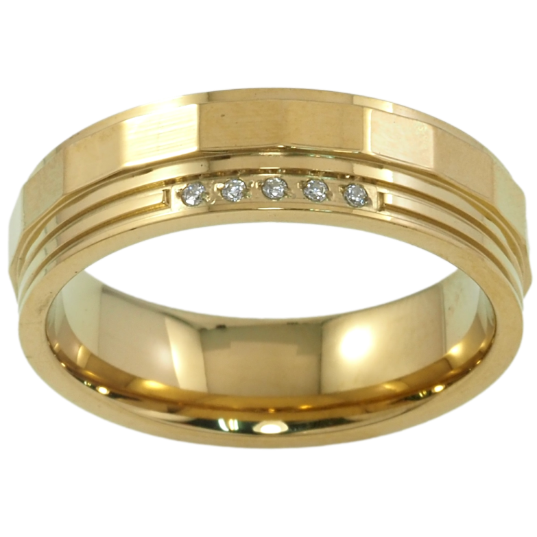 Кольцо Xuping TTM Stainless Steel Цвет 14К Узор с дорожкой циркония, шир. 6мм фото №1