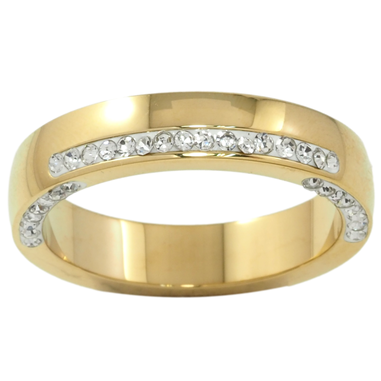 Кольцо Xuping TTM Stainless Steel Цвет 14К Узор с дорожками циркония, шир. 4.5мм фото №1