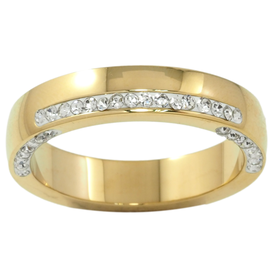 Кольцо Xuping TTM Stainless Steel Цвет 14К Узор с дорожками циркония, шир. 4.5мм фото №1