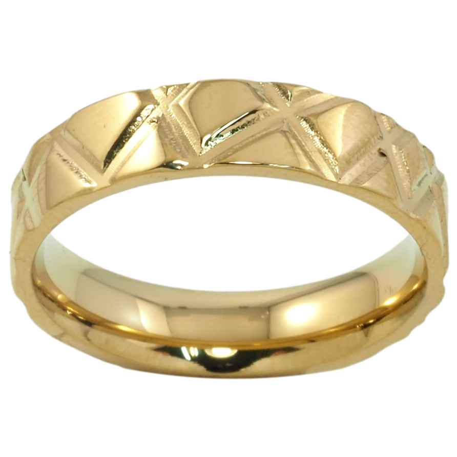 Кольцо Xuping TTM Stainless Steel Цвет 14К Декоративный узор, шир. 5мм фото №1