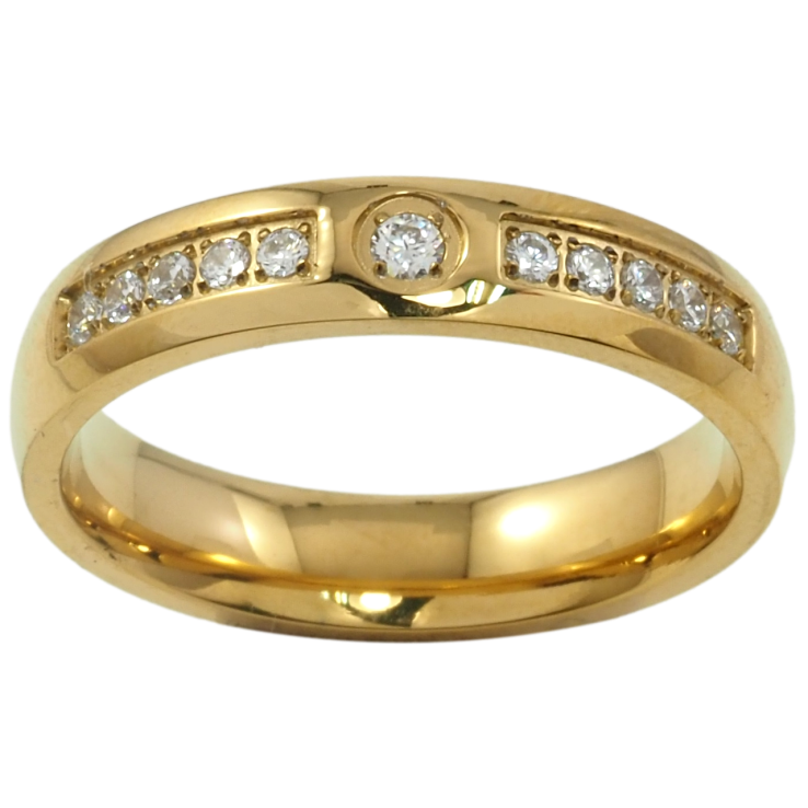 Кольцо Xuping TTM Stainless Steel Цвет 14К Дорожка циркония, шир. 4.5мм фото №24