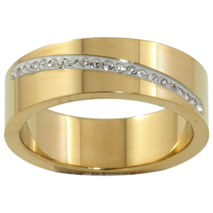 Кольцо Xuping TTM Stainless Steel Цвет 14К Дорожка циркония, шир. 6.5мм фото №23