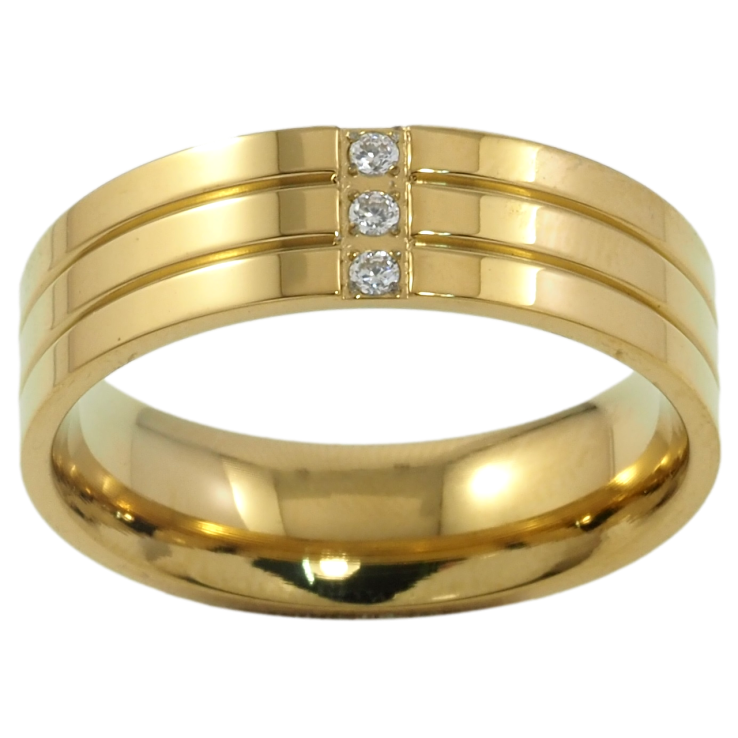 Кольцо Xuping TTM Stainless Steel Цвет 14К Узор с цирконием, шир. 6мм фото №20