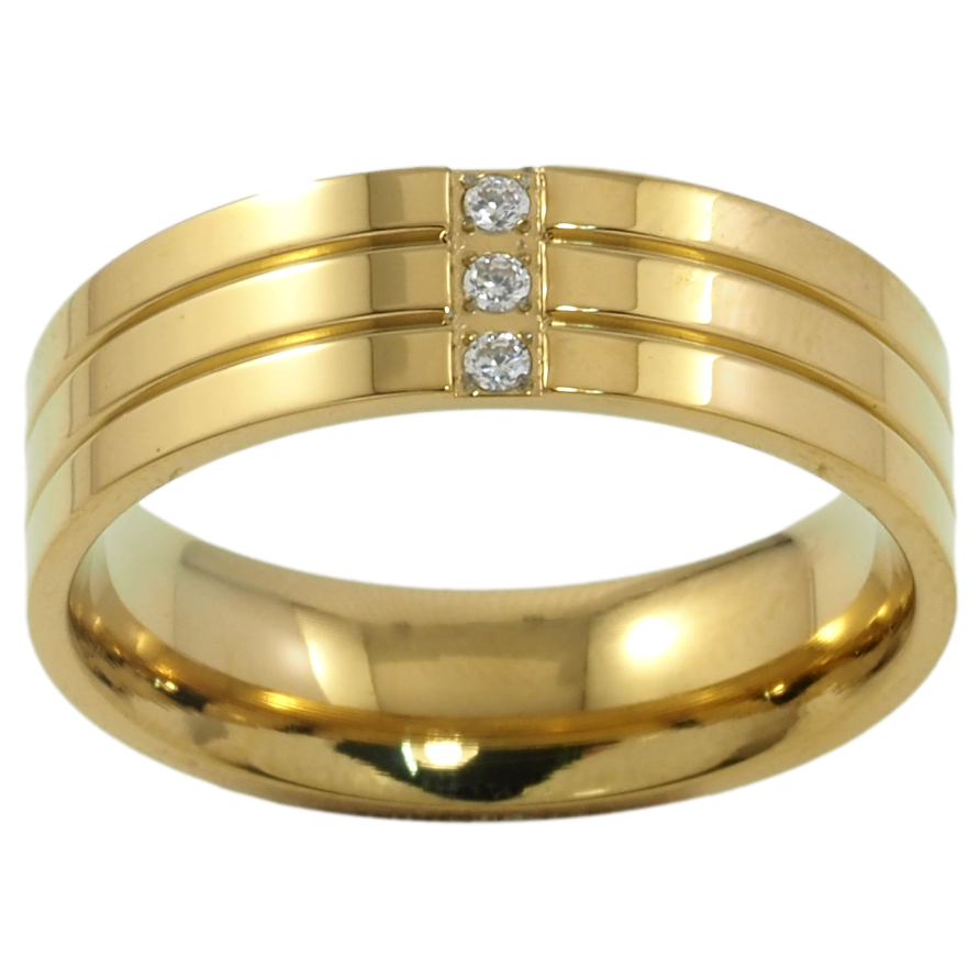 Кольцо Xuping TTM Stainless Steel Цвет 14К Узор с цирконием, шир. 6мм фото №1