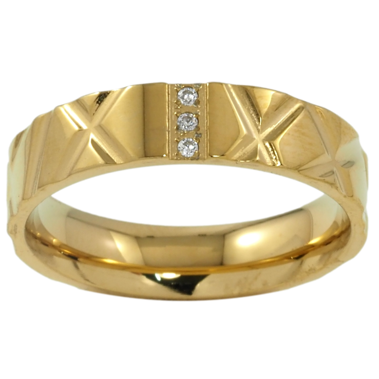 Кольцо Xuping TTM Stainless Steel Цвет 14К Декоративный узор с цирконием, шир. 5мм фото №17