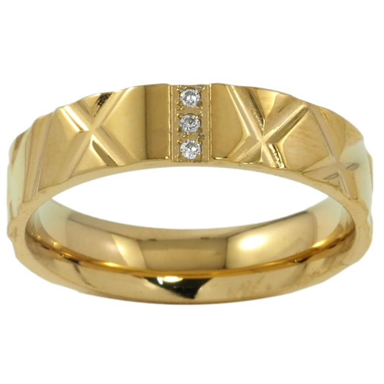 Каблучка Xuping TTM Stainless Steel Колір 14К «Декоративний візерунок з цирконієм, шир. 5мм» фото №1